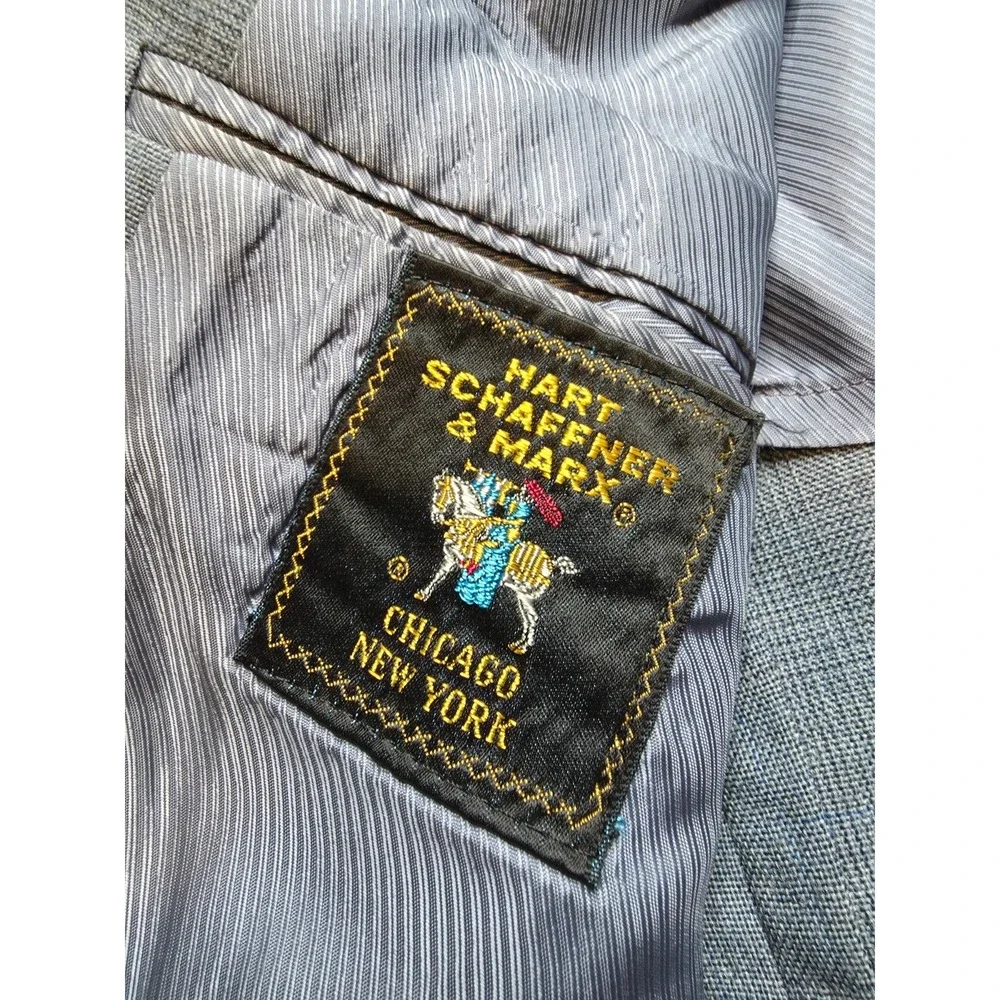 Hart Schaffner‎ Marx Blazer Mens 42 Blue Sports Coat Jacket 2 Buttons Glenplaid